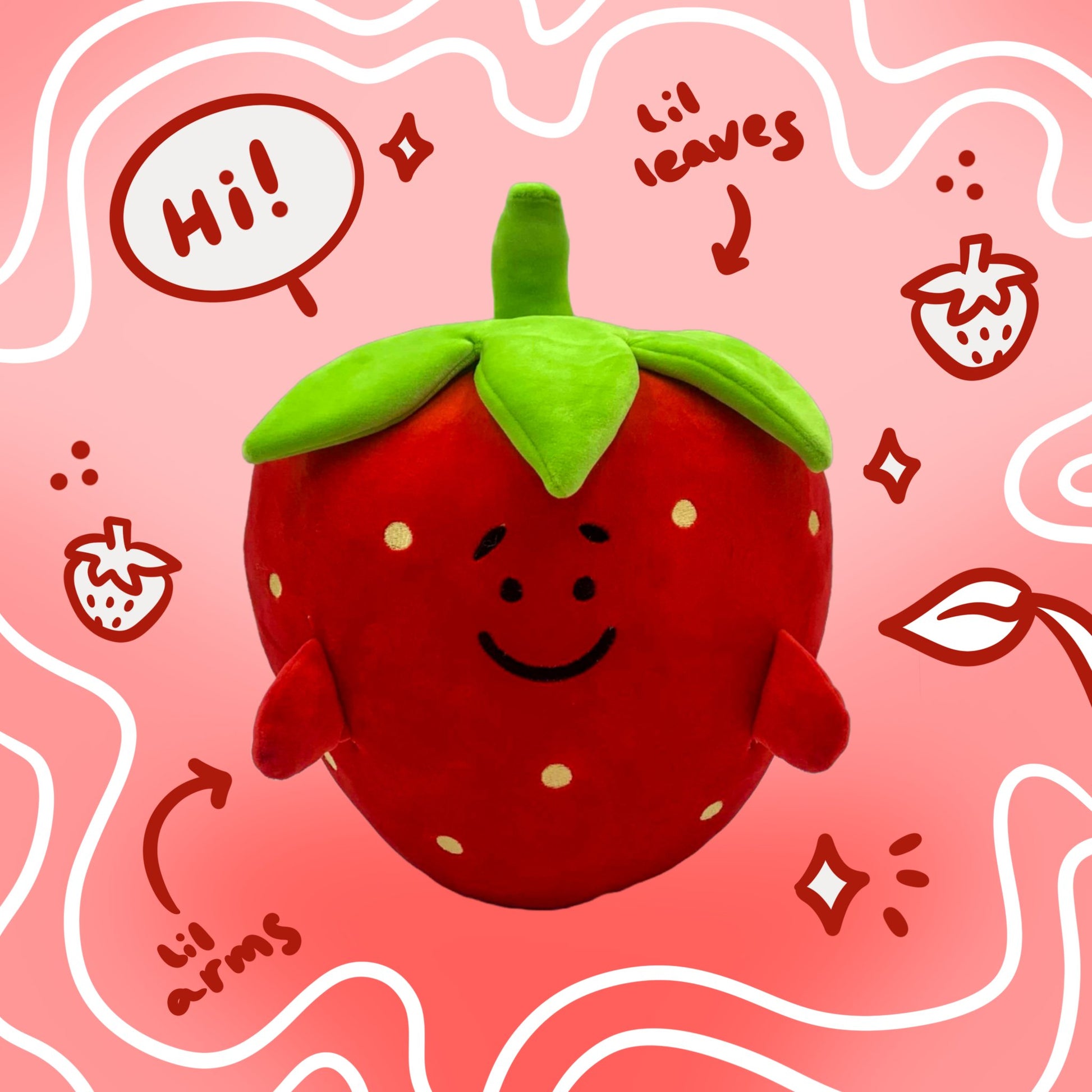 Strawbebe Plushie - Cheeky Art Studio - plush - strawberries - strawberry - Plushies - Portland, Oregon - Asian American Artist