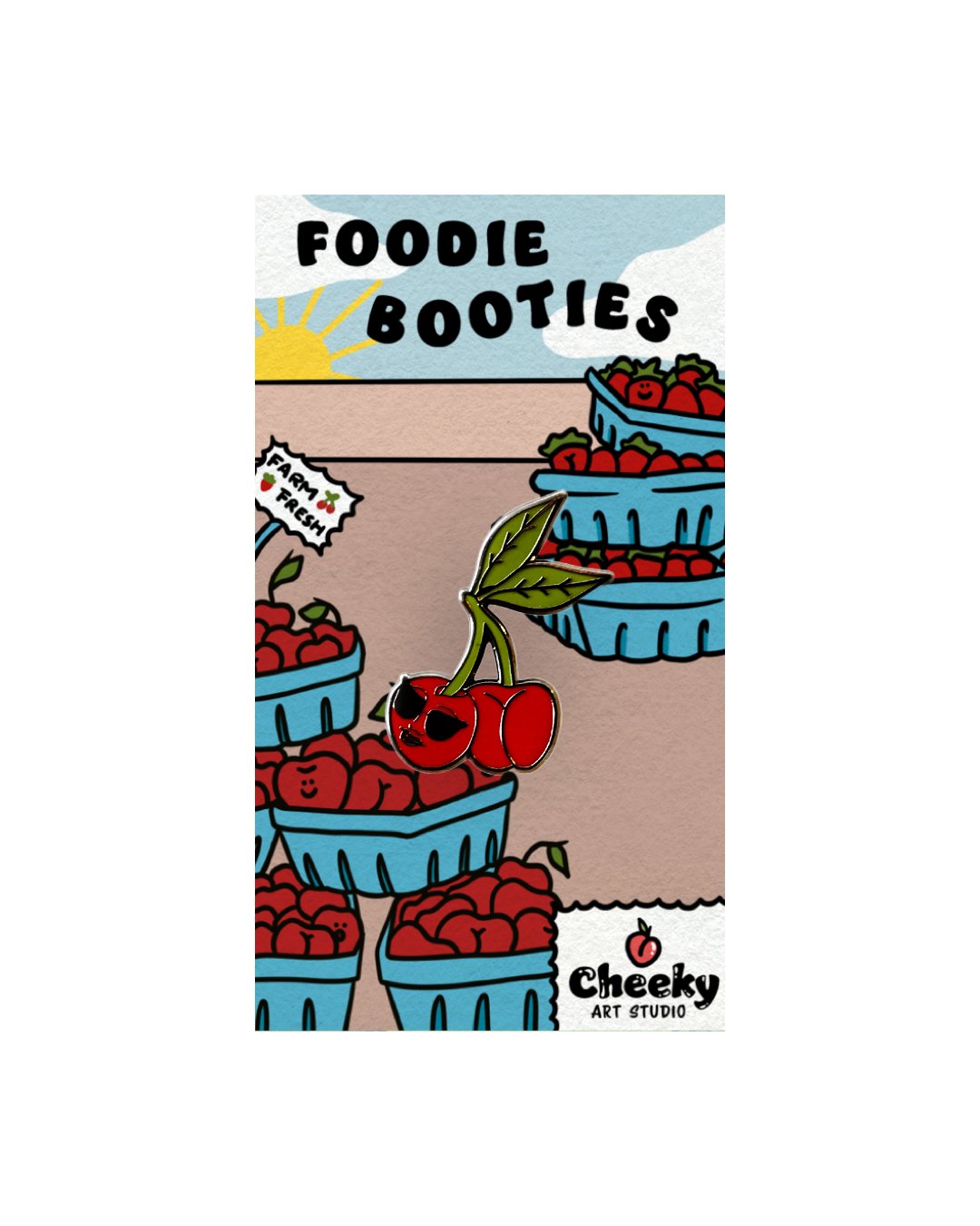 Cherry Booty Enamel Pin - Cheeky Art Studio - allison thompson - allisthompson - art