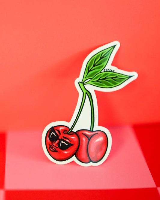 Cherry Booty Vinyl Sticker - Cheeky Art Studio - allison thompson - allisthompson - art - Electronics Stickers & Decals - Portland, Oregon - Asian American Artist