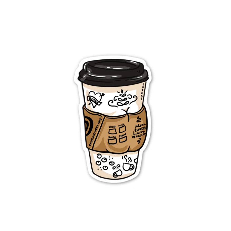 Coffee Takeout Booty Vinyl Sticker - Cheeky Art Studio-allison thompson-allisthompson-art