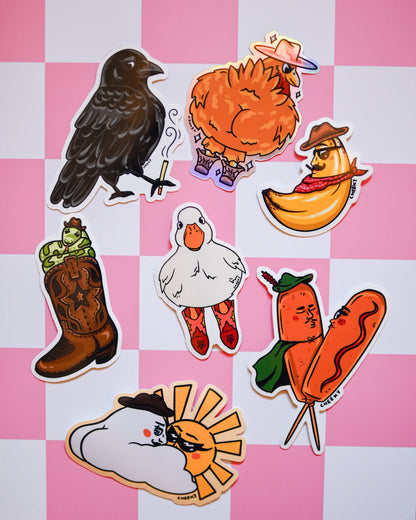 Corn Dog Lovers Vinyl Sticker - Cheeky Art Studio - allison thompson - allisthompson - art - Electronics Stickers & Decals - Portland, Oregon - Asian American Artist