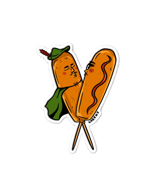 Corn Dog Lovers Vinyl Sticker - Cheeky Art Studio - allison thompson - allisthompson - art