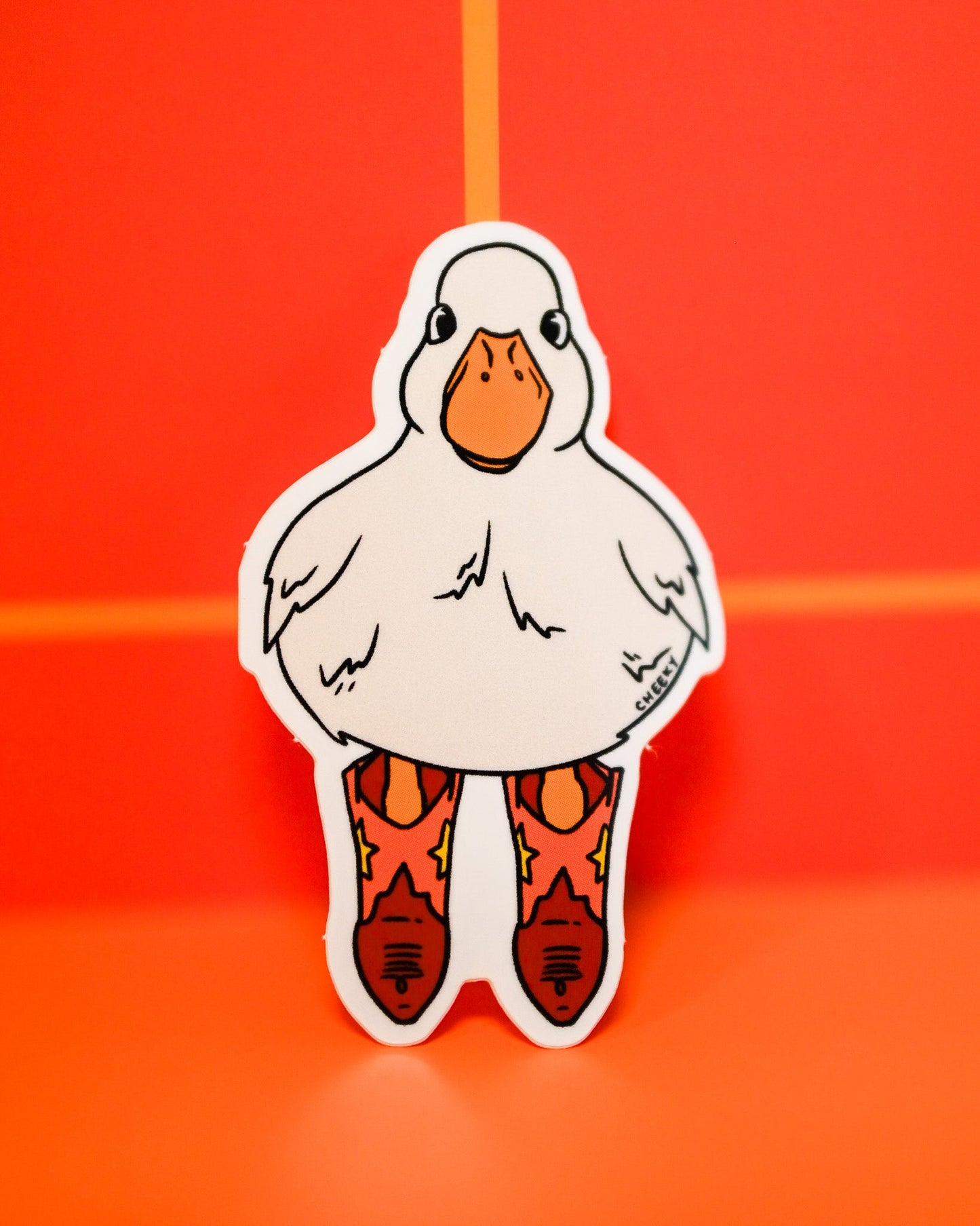 Cowboy Duck Vinyl Sticker - Cheeky Art Studio - allison thompson - allisthompson - art - Electronics Stickers & Decals - Portland, Oregon - Asian American Artist