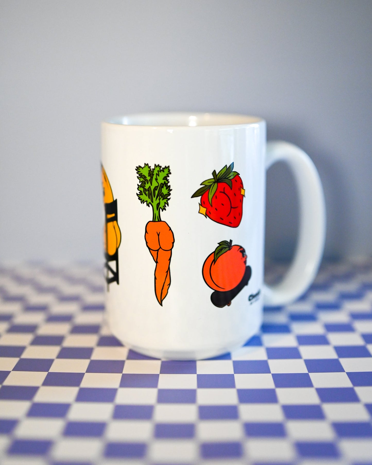 Foodie Booties 15oz Mug - Cheeky Art Studio - banana - carrot - Cherry - Mug - Portland, Oregon - Asian American Artist