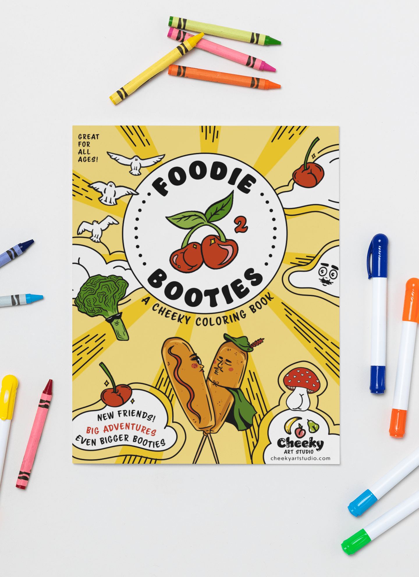 Foodie Booties 2: A Cheeky Coloring Book - Cheeky Art Studio - allison thompson - allisthompson - Apple - Coloring Book - Portland, Oregon - Asian American Artist