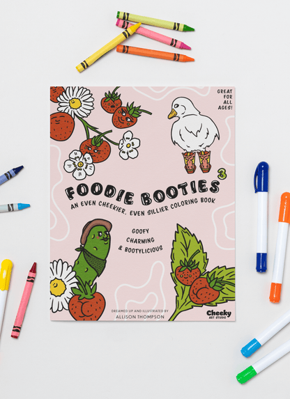 Foodie Booties 3: An Even Cheekier, Even Sillier Coloring Book - Cheeky Art Studio - allison thompson - allisthompson - Apple - Coloring Book - Portland, Oregon - Asian American Artist