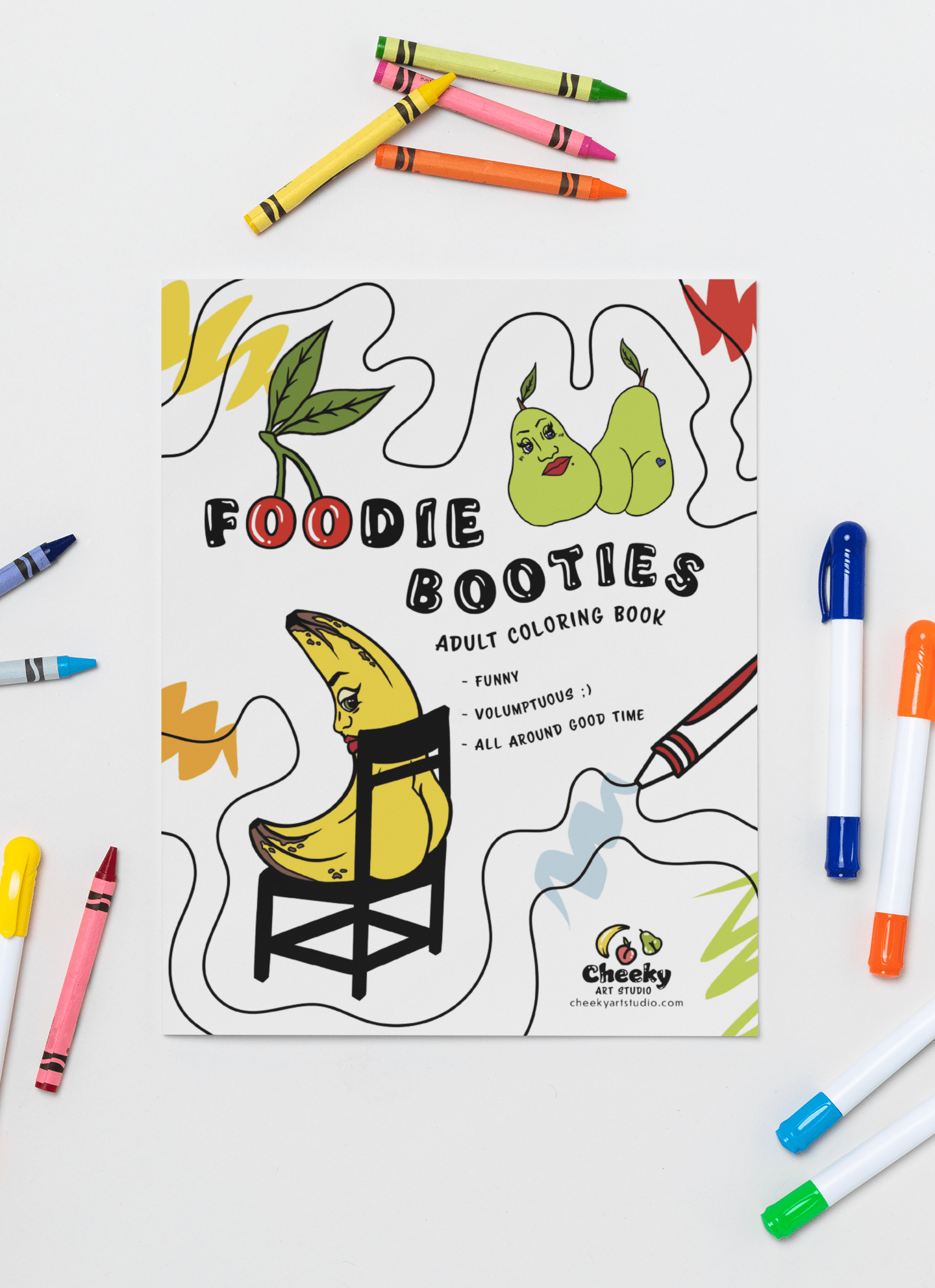 Foodie Booties Cheeky Adult Coloring Book - Cheeky Art Studio - allison thompson - allisthompson - Apple - Coloring Book - Portland, Oregon - Asian American Artist