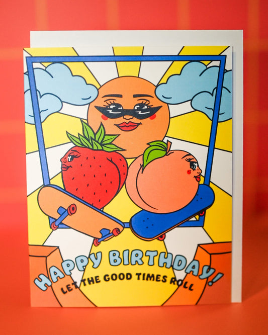 Happy Birthday Skater Card - Cheeky Art Studio - allison thompson - allisthompson - art - Greeting & Note Cards - Portland, Oregon - Asian American Artist