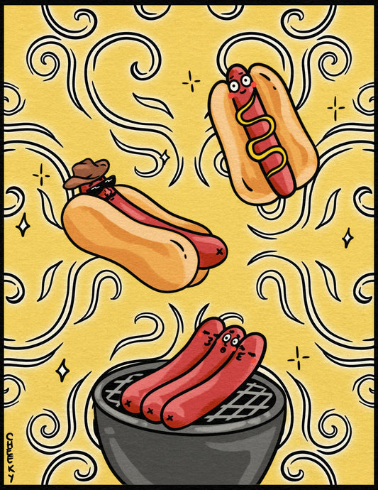 Hot Dawg Summer Art Print - Cheeky Art Studio - art - print - retro