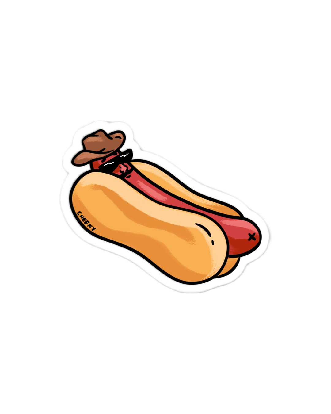 Hot Dog Cowboy Vinyl Sticker - Cheeky Art Studio - allison thompson - allisthompson - art