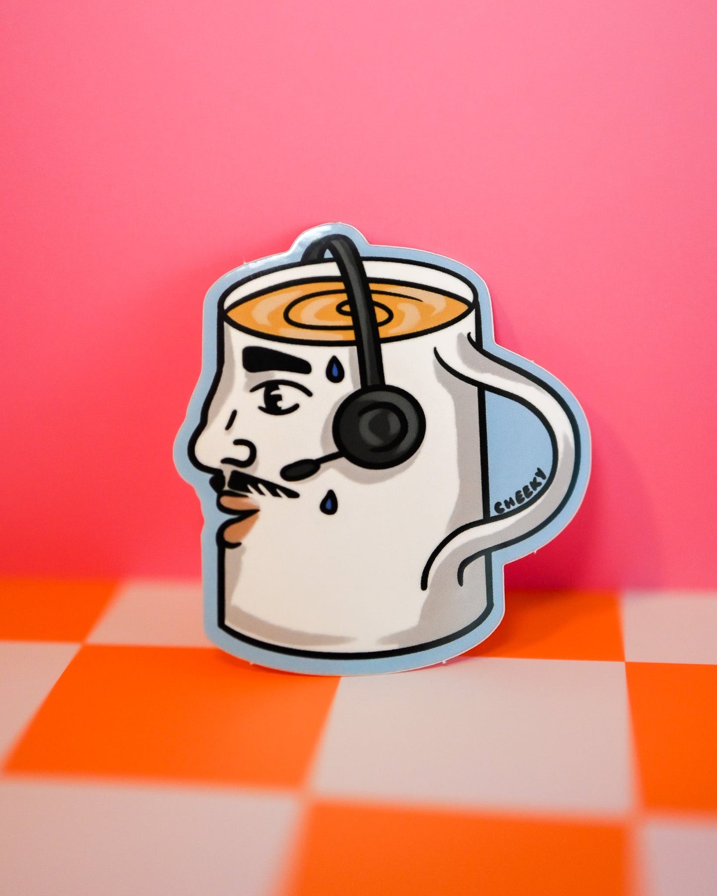 Mr Coffee Vinyl Sticker - Cheeky Art Studio - allison thompson - allisthompson - anxious - Electronics Stickers & Decals - Portland, Oregon - Asian American Artist