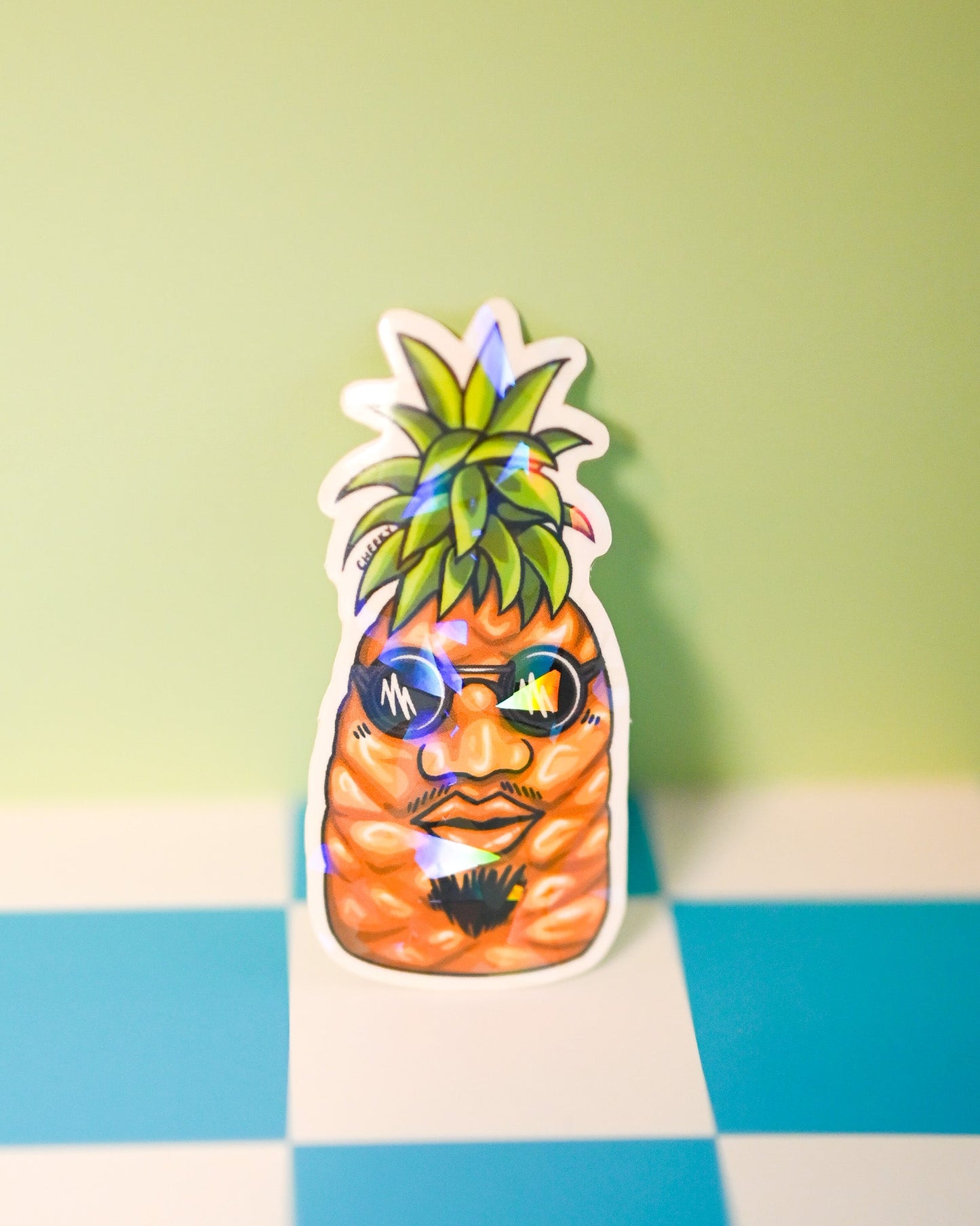 Mr. Pineapple Vinyl Sticker - Cheeky Art Studio - allison thompson - allisthompson - art - Electronics Stickers & Decals - Portland, Oregon - Asian American Artist