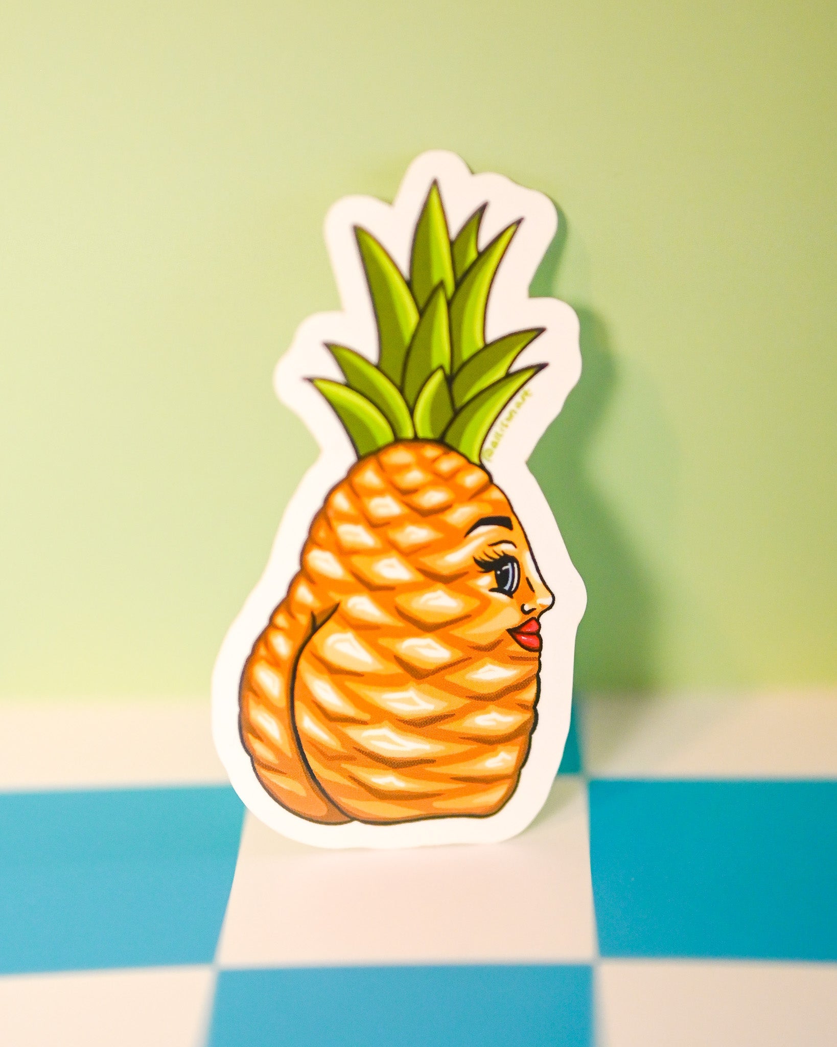 Mrs. Pineapple Booty Vinyl Sticker - Cheeky Art Studio - allison thompson - allisthompson - art - Electronics Stickers & Decals - Portland, Oregon - Asian American Artist