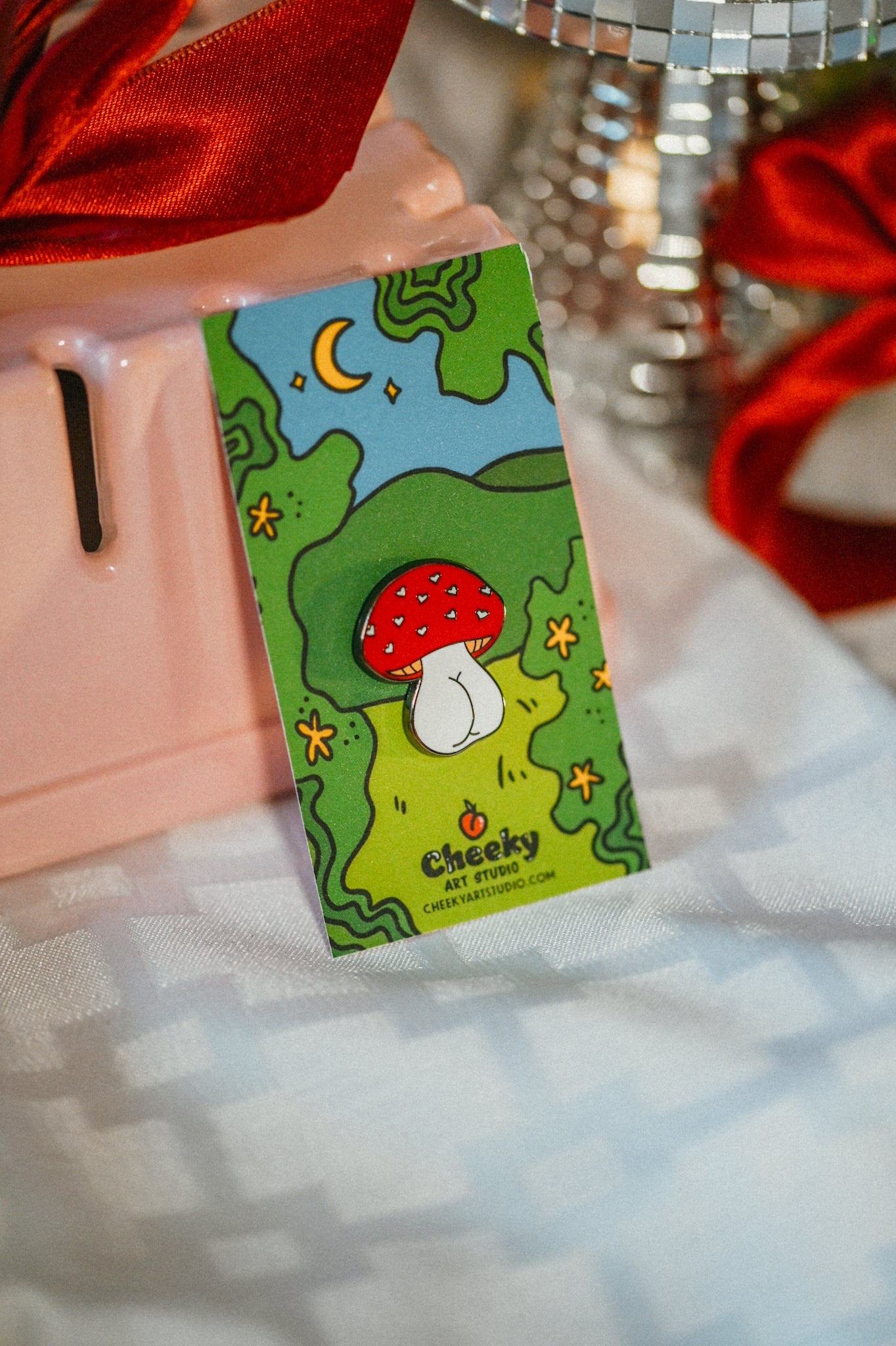 Mushroom Booty Enamel Pin - Cheeky Art Studio - mushrooms - pin - Enamel Pins - Portland, Oregon - Asian American Artist