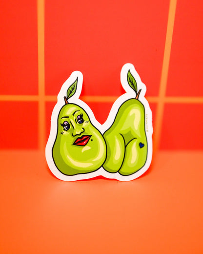 Pear Booty Vinyl Sticker - Cheeky Art Studio - allison thompson - allisthompson - art - Electronics Stickers & Decals - Portland, Oregon - Asian American Artist