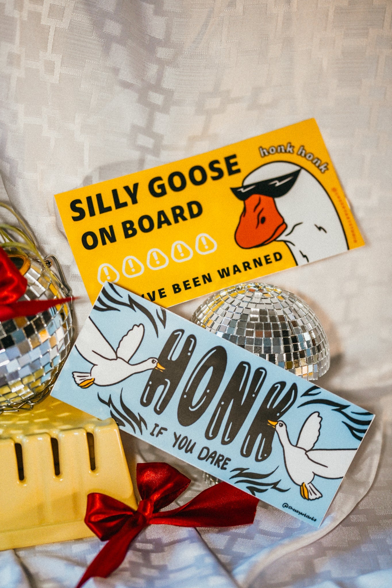 Silly Goose On Board Bumper Sticker - Cheeky Art Studio - bumper sticker - goose - sticker - Bumper Sticker - Portland, Oregon - Asian American Artist