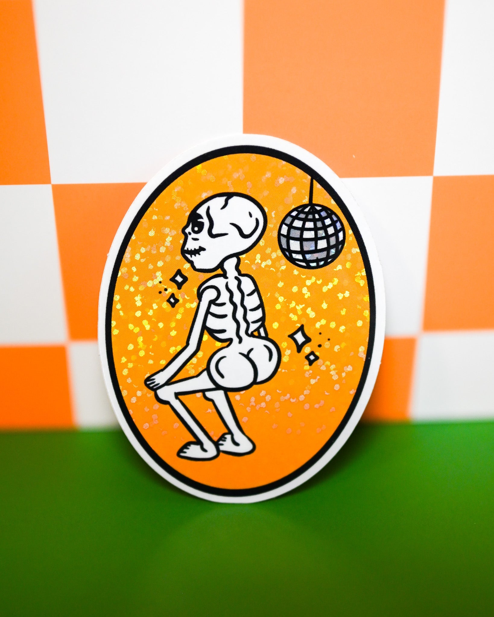 Skeleton Disco Party Vinyl Sticker - Cheeky Art Studio - allison thompson - allisthompson - art - Electronics Stickers & Decals - Portland, Oregon - Asian American Artist