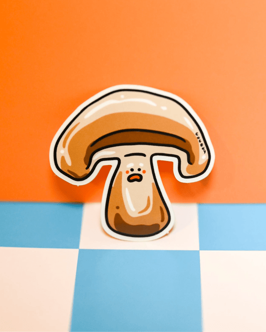 Spooked Mushroom Vinyl Sticker - Cheeky Art Studio - allison thompson - allisthompson - art - Electronics Stickers & Decals - Portland, Oregon - Asian American Artist