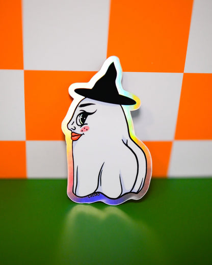 Spooky Holo Ghost Vinyl Sticker - Cheeky Art Studio - allison thompson - allisthompson - art - Electronics Stickers & Decals - Portland, Oregon - Asian American Artist