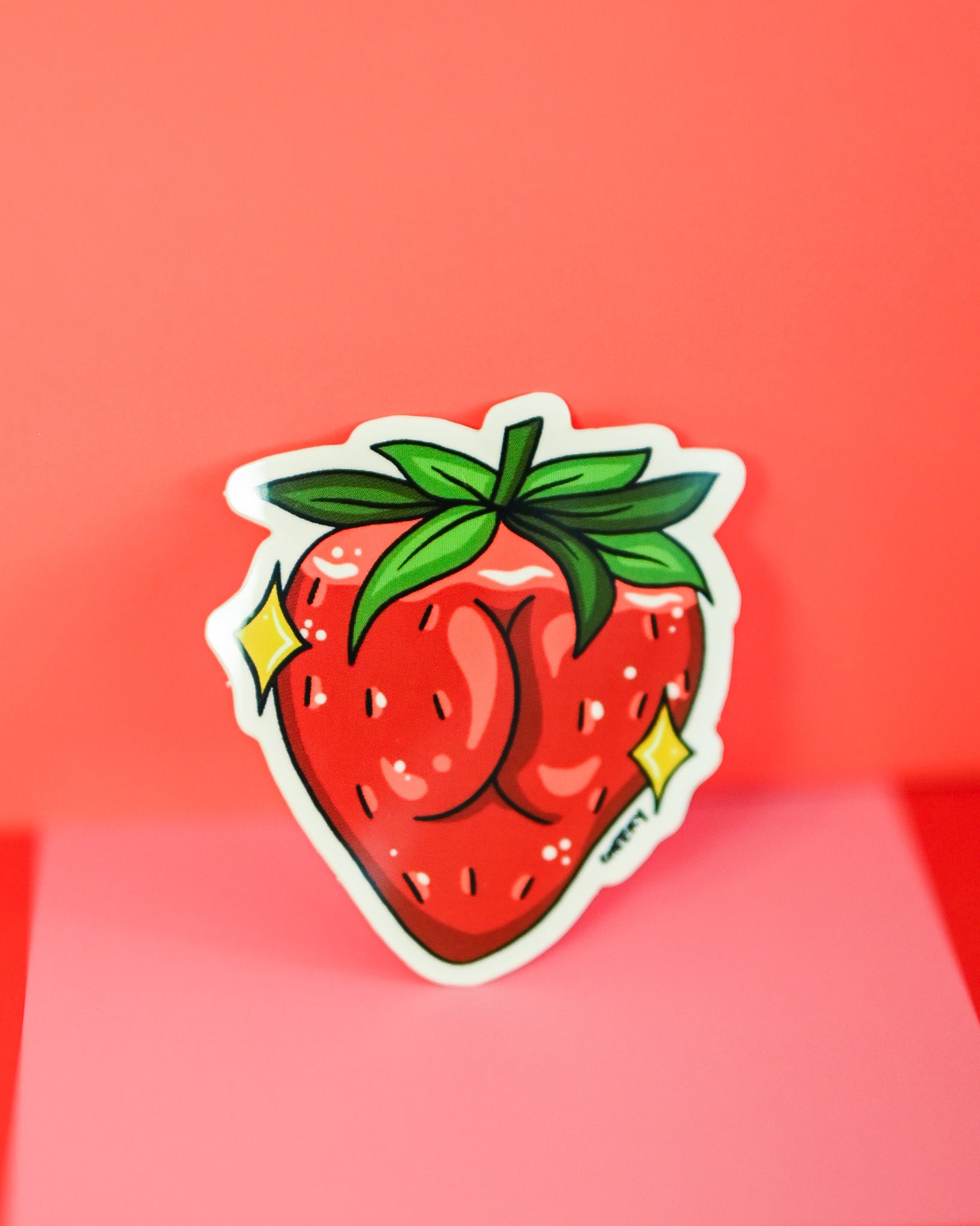 Strawbooty Vinyl Sticker - Cheeky Art Studio - berry - sticker - strawberry - Electronics Stickers & Decals - Portland, Oregon - Asian American Artist