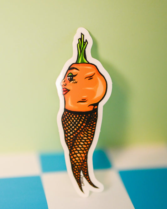 Sugarsnap Side Booty Carrot Vinyl Sticker - Cheeky Art Studio - allison thompson - allisthompson - art - Electronics Stickers & Decals - Portland, Oregon - Asian American Artist