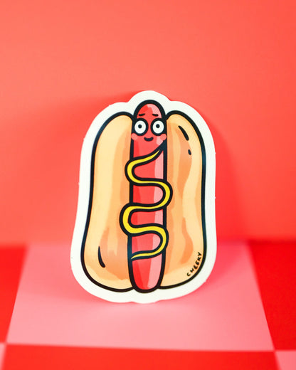 Surprised Hot Dog Vinyl Sticker - Cheeky Art Studio - allison thompson - allisthompson - art - Electronics Stickers & Decals - Portland, Oregon - Asian American Artist