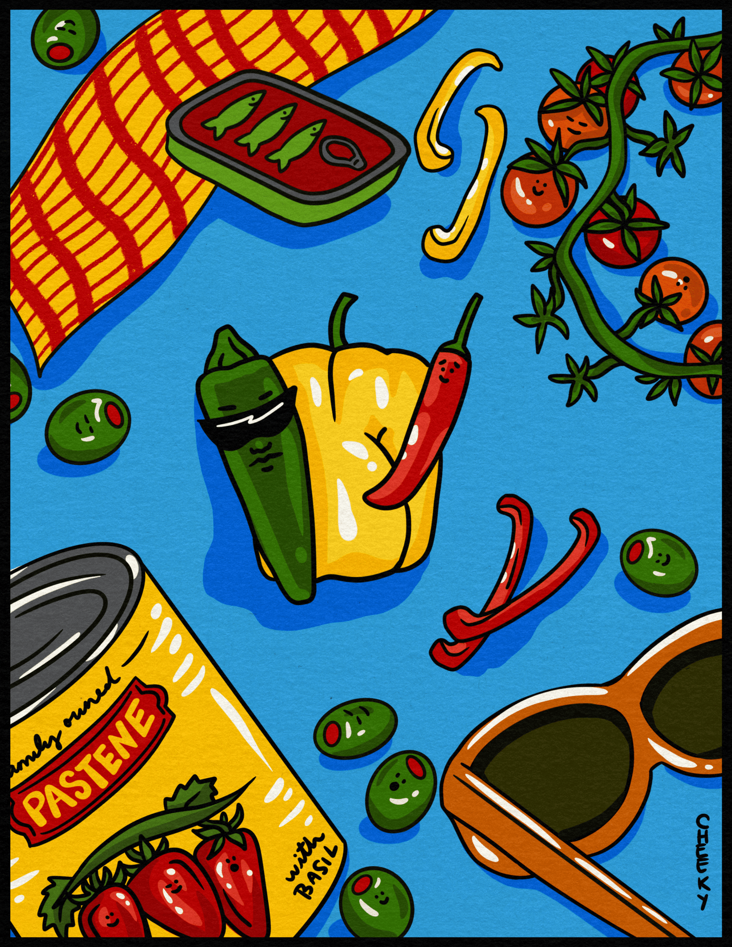 Zesty Picnic Party Art Print - Cheeky Art Studio - art - banana - groceries - Artwork - Portland, Oregon - Asian American Artist